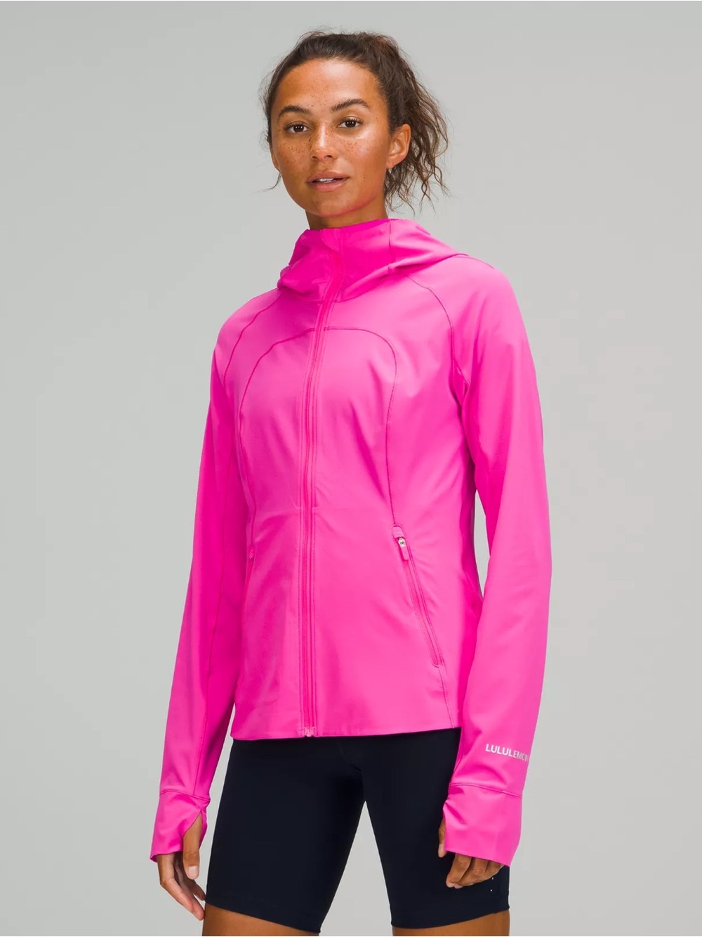 lululemon athletica Bright Pink Hooded Performance Jacket- worn only a few times